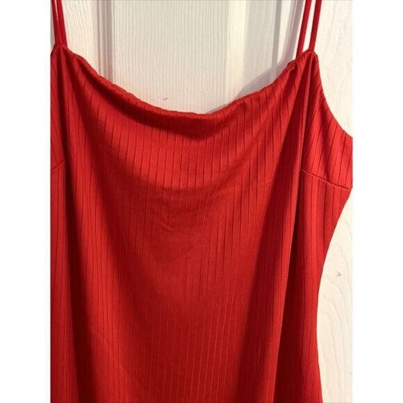 NWT Heart & Hips Sexy Red Rib Knit Mini Dress Spaghetti Straps Womens L - Picture 2 of 7